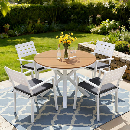 Gardeon Outdoor Dining Set 5 Piece Aluminum WPC Tabletop Patio Furniture.