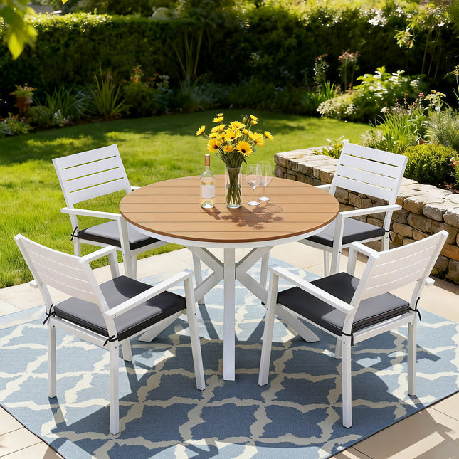 Gardeon Outdoor Dining Set 5 Piece Aluminum WPC Tabletop Patio Furniture.