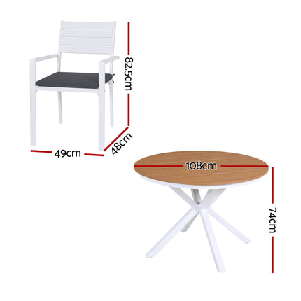 Gardeon Outdoor Dining Set 5 Piece Aluminum WPC Tabletop Patio Furniture.