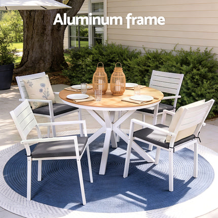 Gardeon Outdoor Dining Set 5 Piece Aluminum WPC Tabletop Patio Furniture.