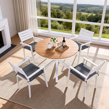 Gardeon Outdoor Dining Set 5 Piece Aluminum WPC Tabletop Patio Furniture.