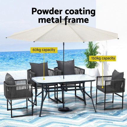 Gardeon 5PC Outdoor Dining Set Table and Chairs Patio Furniture Garden Bistro Set Black.