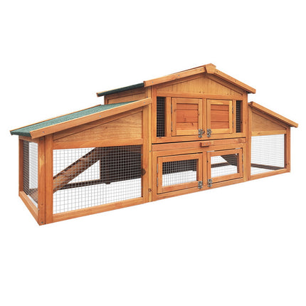 i.Pet Chicken Coop Rabbit Hutch 169cm x 52cm x 72cm Large Chicken Coop Wooden House Run Cage.