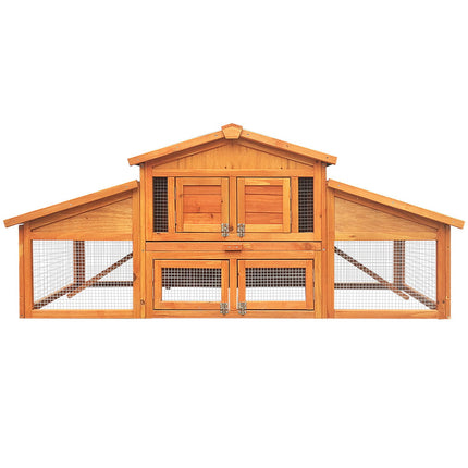 i.Pet Chicken Coop Rabbit Hutch 169cm x 52cm x 72cm Large Chicken Coop Wooden House Run Cage.