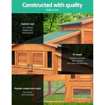 i.Pet Chicken Coop Rabbit Hutch 169cm x 52cm x 72cm Large Chicken Coop Wooden House Run Cage.