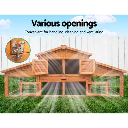 i.Pet Chicken Coop Rabbit Hutch 169cm x 52cm x 72cm Large Chicken Coop Wooden House Run Cage.