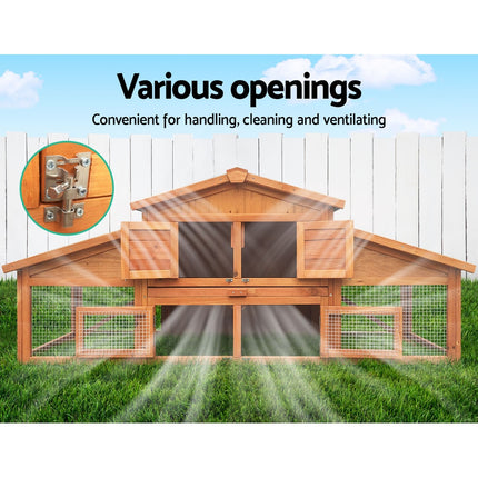 i.Pet Chicken Coop Rabbit Hutch 169cm x 52cm x 72cm Large Chicken Coop Wooden House Run Cage.