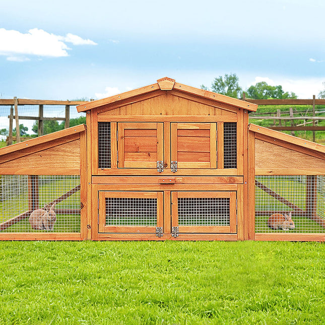 i.Pet Chicken Coop Rabbit Hutch 169cm x 52cm x 72cm Large Chicken Coop Wooden House Run Cage.