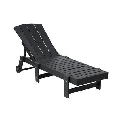 Gardeon Sun Lounge Beach Chair HDPE Adirondack Lounger Patio Outdoor Furniture with Wheels Black.
