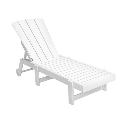 Gardeon Sun Lounge Beach Chair HDPE Adirondack Lounger Patio Outdoor Furniture with Wheels White.