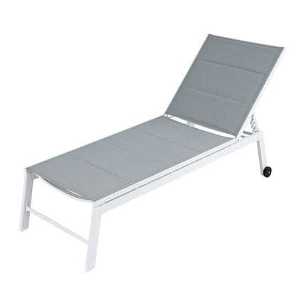 Gardeon Sun Lounger Chaise Lounge Wheels Patio Furniture Outdoor Setting White.