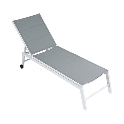 Gardeon Sun Lounger Chaise Lounge Wheels Patio Furniture Outdoor Setting White.