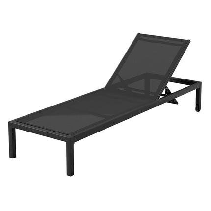Gardeon Sun Lounge Outdoor Lounger Aluminium Folding Beach Chair Wheels Black.