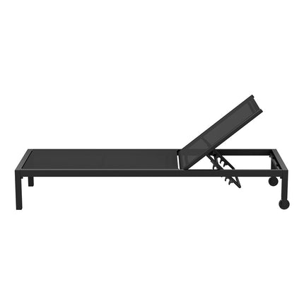 Gardeon Sun Lounge Outdoor Lounger Aluminium Folding Beach Chair Wheels Black.