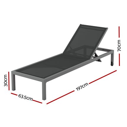Gardeon Sun Lounge Outdoor Lounger Aluminium Folding Beach Chair Wheels Patio.