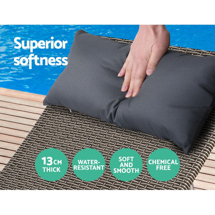 Gardeon Sun Lounge Wicker Lounger Outdoor Furniture Beach Armchair Adjustable Grey&Beige.