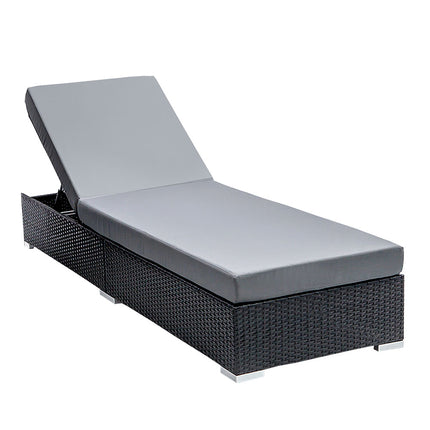 Gardeon Sun Lounge Wicker Lounger Outdoor Furniture Day Bed Adjustable Rattan Garden Cover.