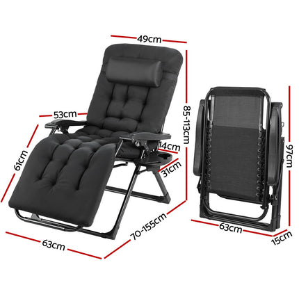 Gardeon Sun Lounge Lounger Folding Camping Zero Gravity Chair Outdoor Furniture.