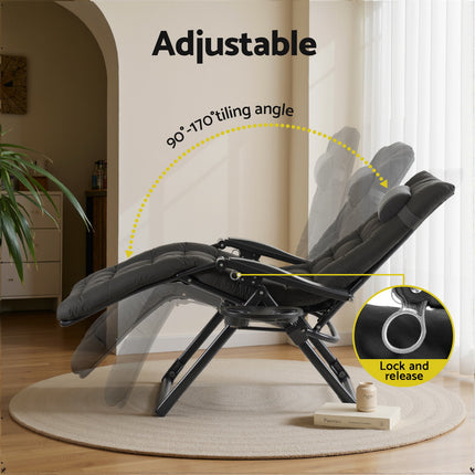 Gardeon Sun Lounge Lounger Folding Camping Zero Gravity Chair Outdoor Furniture.