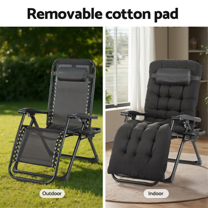 Gardeon Sun Lounge Lounger Folding Camping Zero Gravity Chair Outdoor Furniture.