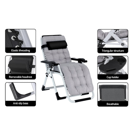 Gardeon Sun Lounge Folding Lounger Camping Zero Gravity Chair Outdoor Furniture.