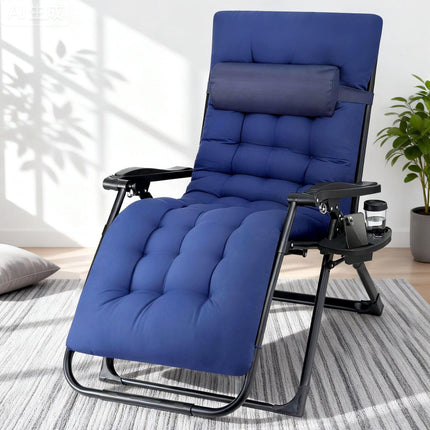 Gardeon Sun Lounge Lounger Folding Camping Zero Gravity Chair Outdoor Furniture XL Blue.