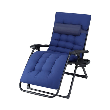 Gardeon Sun Lounge Lounger Folding Camping Zero Gravity Chair Outdoor Furniture XL Blue.