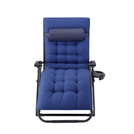 Gardeon Sun Lounge Lounger Folding Camping Zero Gravity Chair Outdoor Furniture XL Blue.