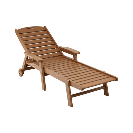 Gardeon Sun Lounge Lounger Beach Chair HDPE Patio Outdoor Furniture with Wheels Brown.