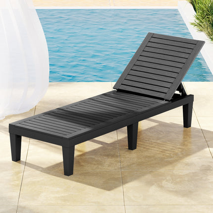 Gardeon Sun Lounge Adjustable Recliner Patio Outdoor Furniture Lightweight Black.