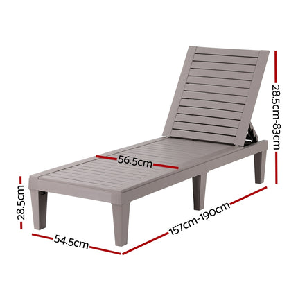 Gardeon Sun Lounge Adjustable Recliner Patio Outdoor Furniture Lightweight Brown.