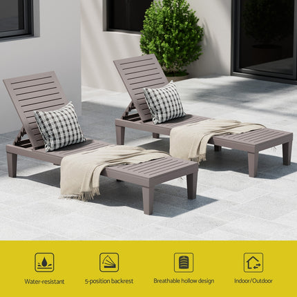 Gardeon Sun Lounge Adjustable Recliner Patio Outdoor Furniture Lightweight Brown.