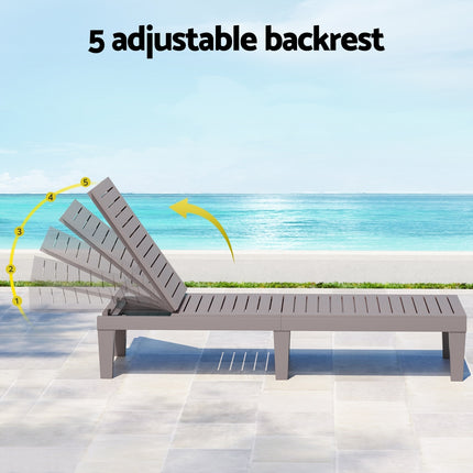 Gardeon Sun Lounge Adjustable Recliner Patio Outdoor Furniture Lightweight Brown.