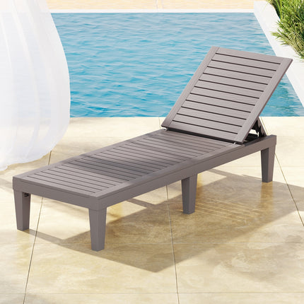 Gardeon Sun Lounge Adjustable Recliner Patio Outdoor Furniture Lightweight Brown.