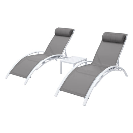 Gardeon 3PC Sun Lounge Outdoor Lounger Table Chairs Steel Patio Furniture Garden.
