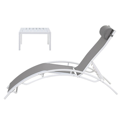 Gardeon 3PC Sun Lounge Outdoor Lounger Table Chairs Steel Patio Furniture Garden.