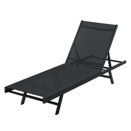 Gardeon Sun Lounge Outdoor Lounger Steel Beach Chair Patio Furniture Black.