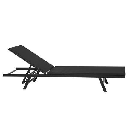Gardeon Sun Lounge Outdoor Lounger Steel Beach Chair Patio Furniture Black.