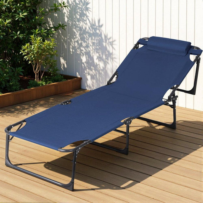 Gardeon Sun Lounger Folding Lounge Beach Chair Patio Outdoor Furniture.