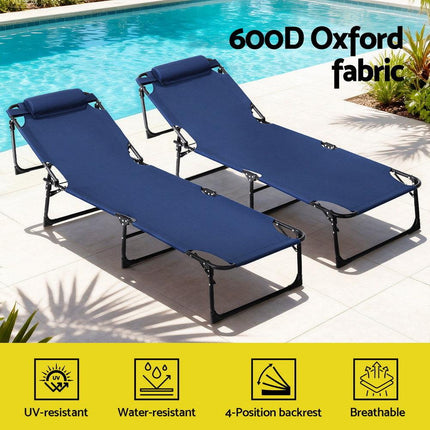 Gardeon Sun Lounger Folding Lounge Beach Chair Patio Outdoor Furniture.