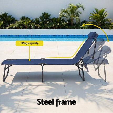 Gardeon Sun Lounger Folding Lounge Beach Chair Patio Outdoor Furniture.