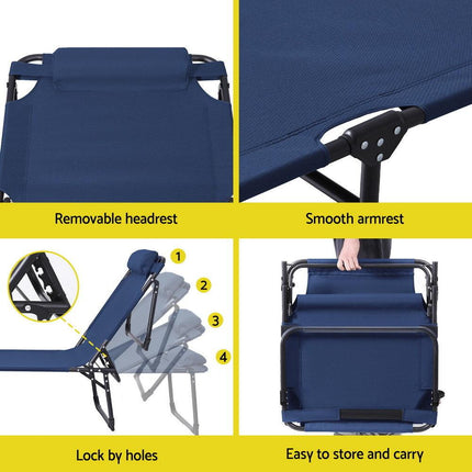 Gardeon Sun Lounger Folding Lounge Beach Chair Patio Outdoor Furniture.