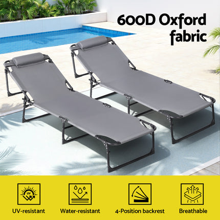 Gardeon Sun Lounger Folding Lounge Beach Chair Patio Outdoor Furniture.