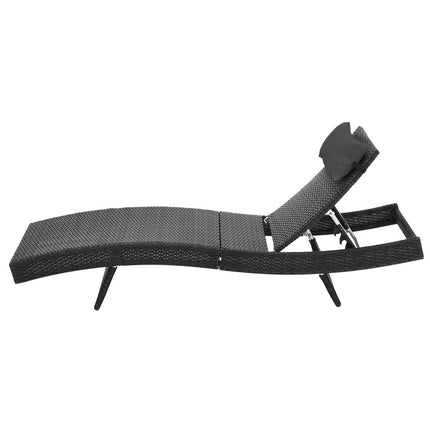 Gardeon Sun Lounge Wicker Lounger Outdoor Furniture Beach Chair Garden Adjustable Black.