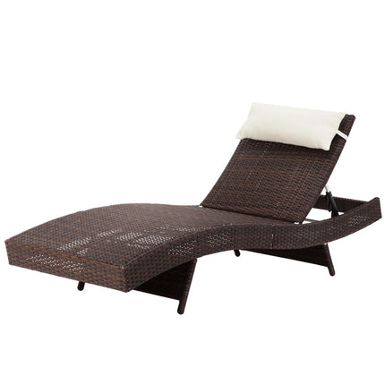 Gardeon Sun Lounge Wicker Lounger Outdoor Furniture Beach Chair Garden Adjustable Black.