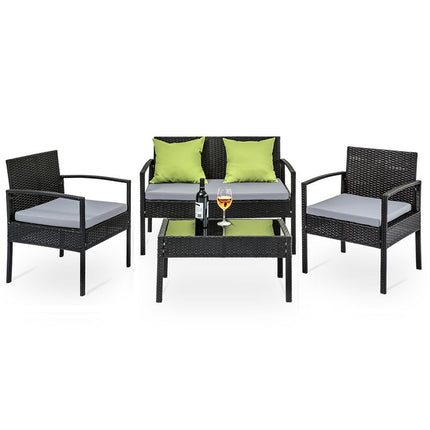Gardeon Outdoor Sofa Set Wicker Lounge Setting Table and Chairs Patio Furniture.