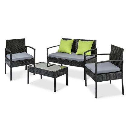 Gardeon Outdoor Sofa Set Wicker Lounge Setting Table and Chairs Patio Furniture.