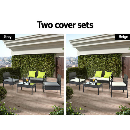 Gardeon Outdoor Sofa Set Wicker Lounge Setting Table and Chairs Patio Furniture.
