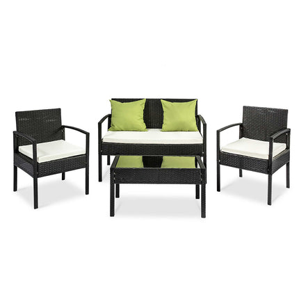 Gardeon Outdoor Sofa Set Wicker Lounge Setting Table and Chairs Patio Furniture.