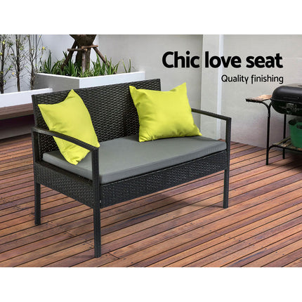 Gardeon Outdoor Sofa Set Wicker Lounge Setting Table and Chairs Storage Cover.